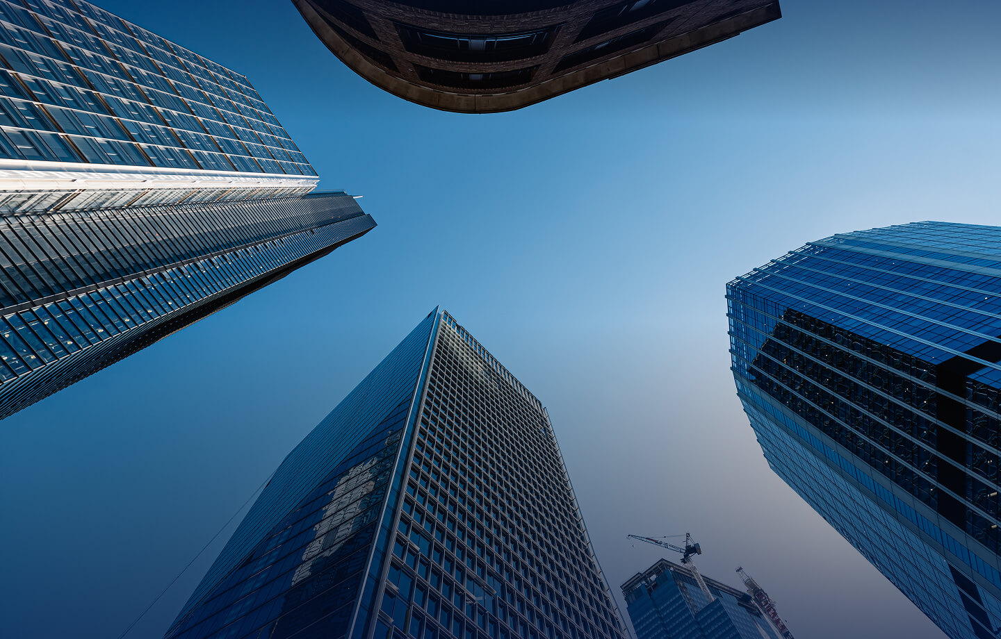 Modern commercial skyscrapers viewed from below